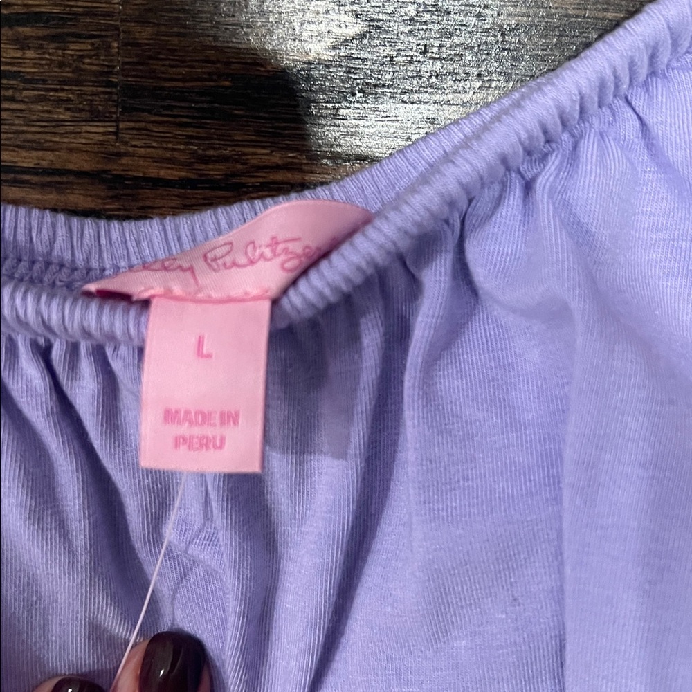 Lilly Pulitzer Lavender Off-Shoulder Ruffle Top - Picture 3 of 3